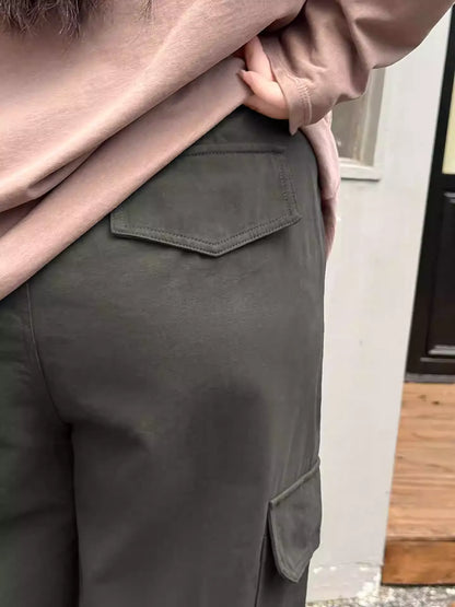 Plus Size High Waist Cargo Pants, Loose Wide Leg Streetwear
