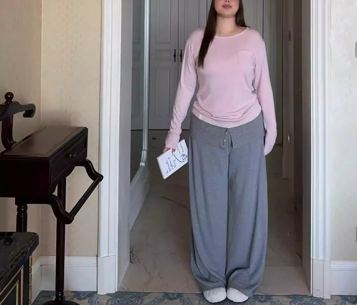 Plus Size Pleated High Waist Wide Leg Pants