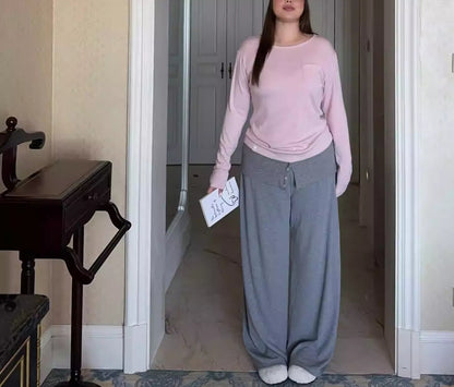 Plus Size Pleated High Waist Wide Leg Pants