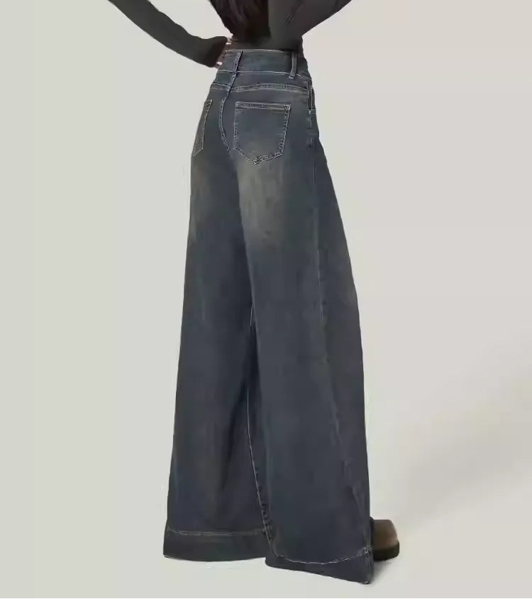 Vintage Blue Wide Leg Denim Jeans