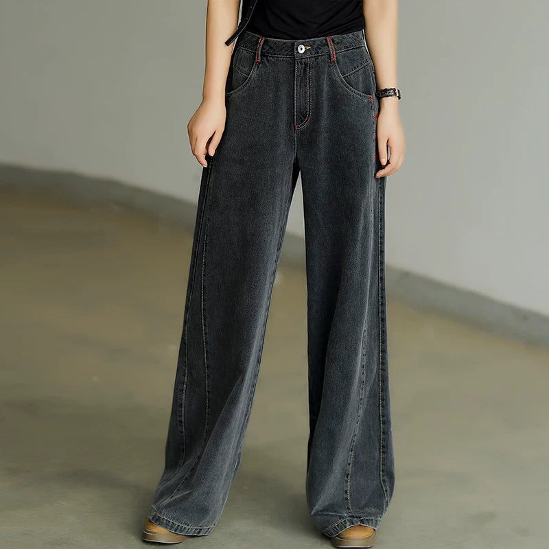 Women's Hyuna Style High-Waisted Flattering Drapey Wide-Leg Pants