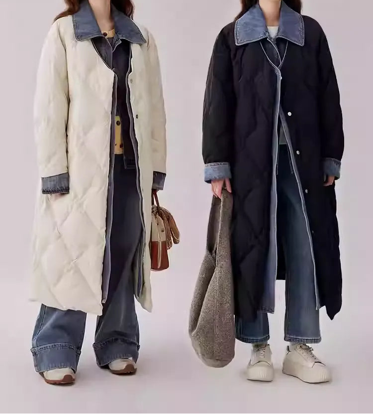 Liedu Plus Size Winter Long Faux Two-Piece Down Jacket