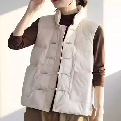 Chinese Style Frog Button Down Filled Gilet