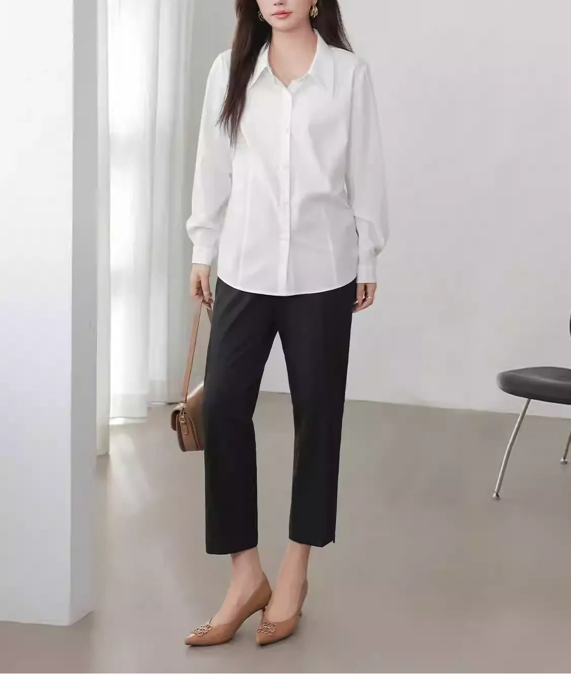 Plus Size 2026 New Spring Slim Fit Light Office White Shirt