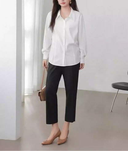 Plus Size 2026 New Spring Slim Fit Light Office White Shirt