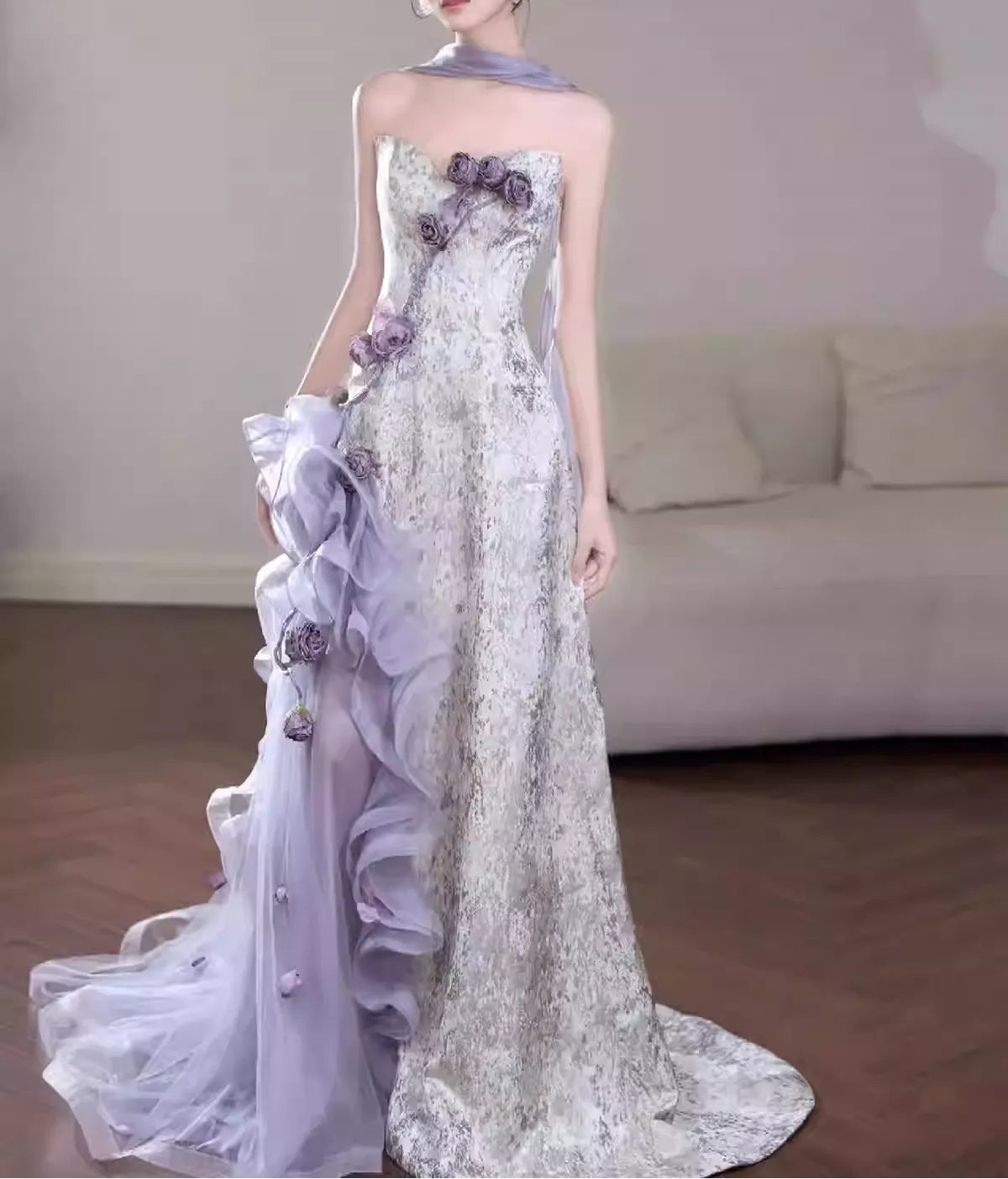 Purple Strapless Fairycore Bridal Robe