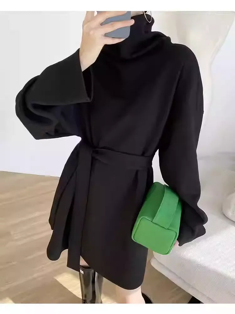 Turtleneck Two-Way Wear Space Cotton Dress