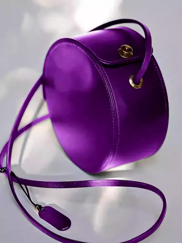 Purple Leather Mini Top Handle Bag