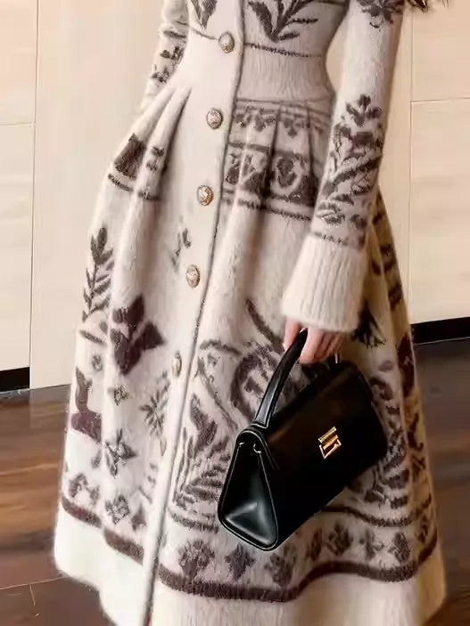 Fair Isle jacquard knit dress vintage sweater dress