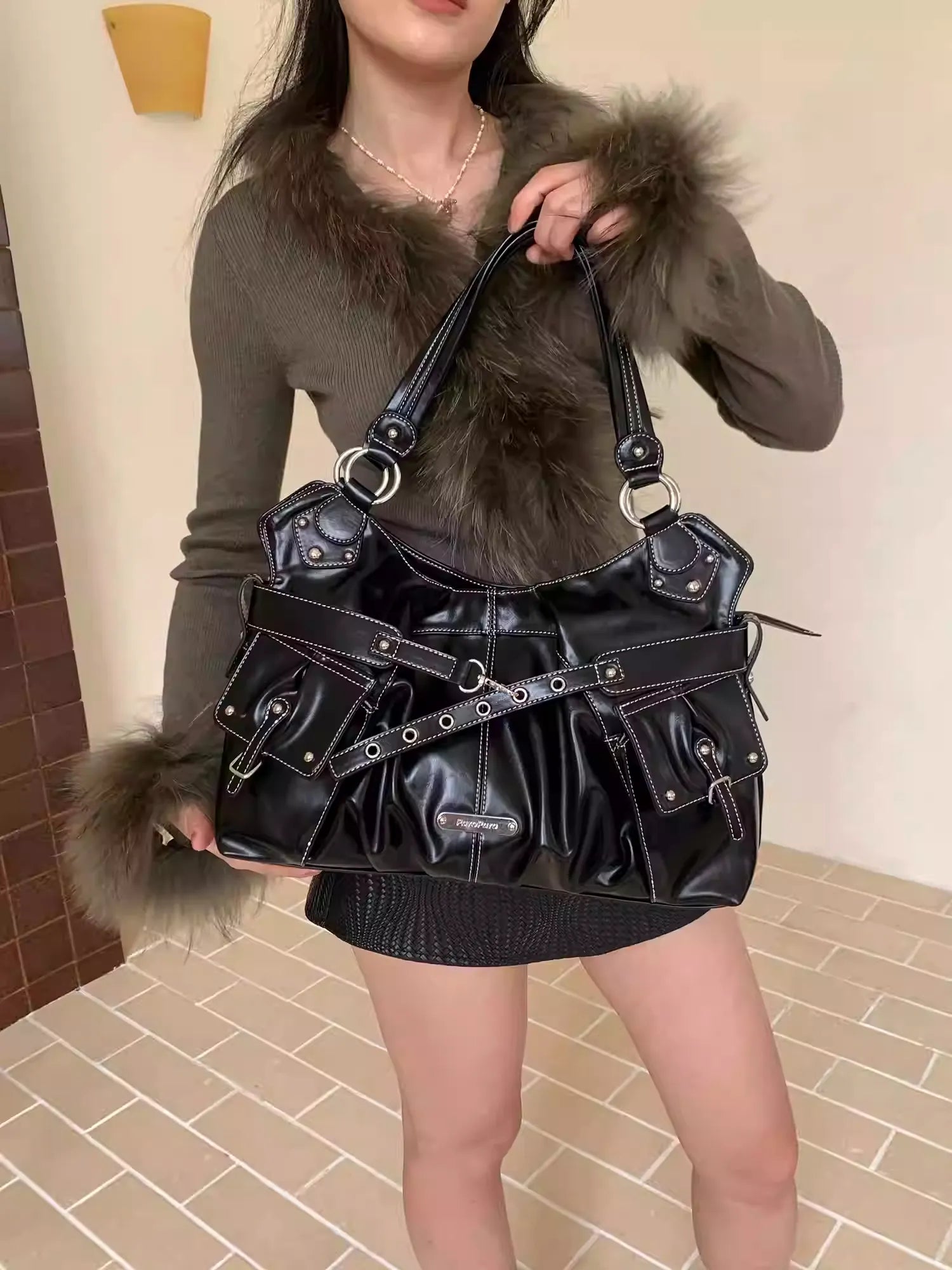 Large Capacity Soft Underarm Tote Bag