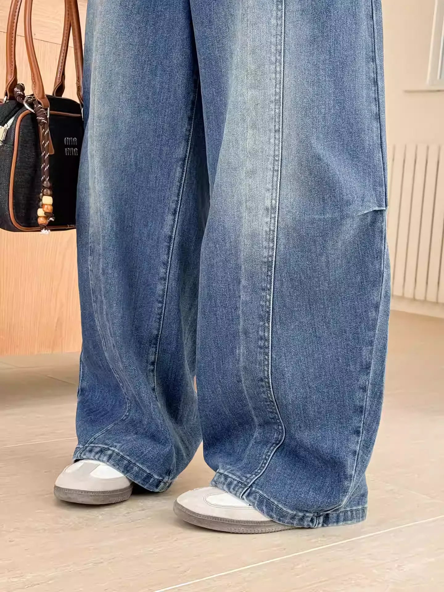 Plus Size American High Waist Wide Leg Jeans