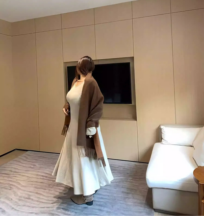 Plus Size Gray Long Sleeve Maxi Dress