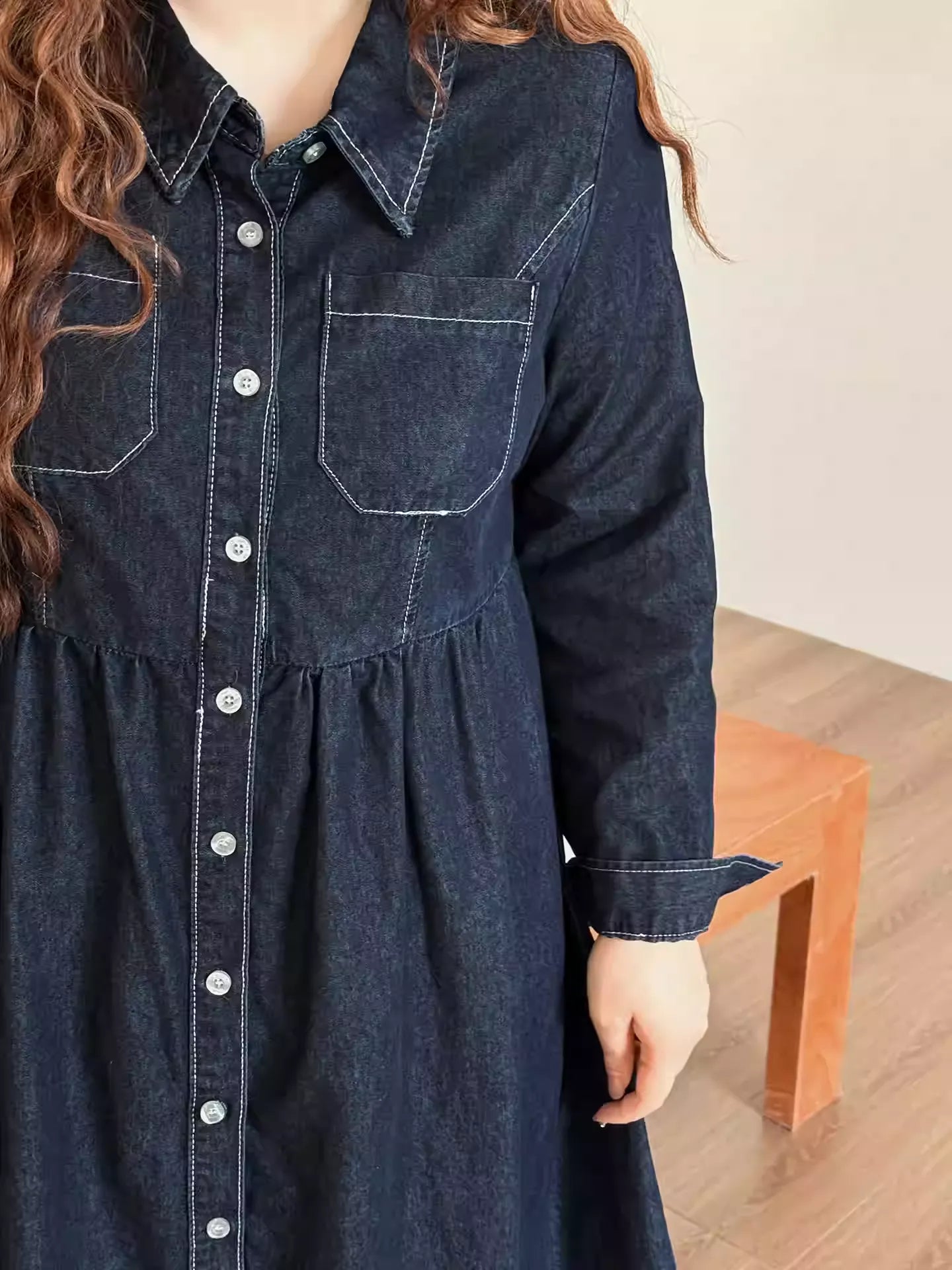 Plus Size Hong Kong Style Casual Denim Dress