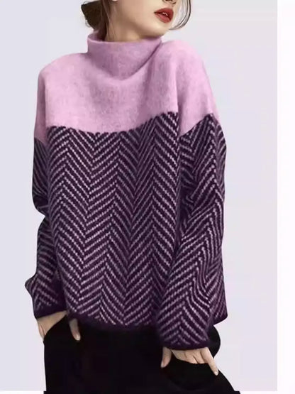 Best-Selling Versatile Striped Sweater, Loose Slimming Commute Knit Top