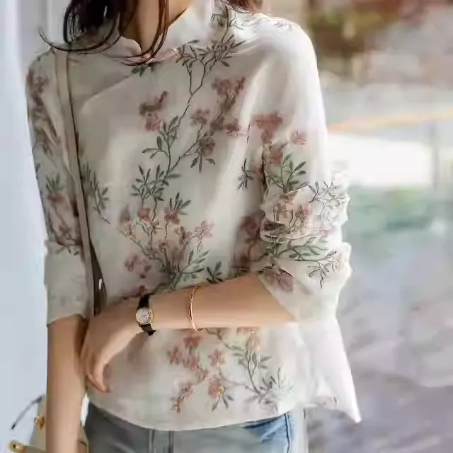 Modern Chinese Style Printed Cheongsam Top