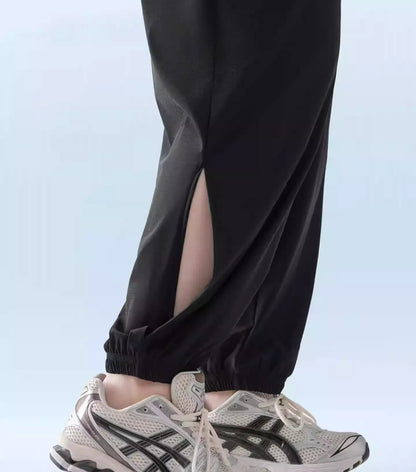 Plus Size Ice Silk Cool Pants New Arrival Breathable Sporty Loose Split Cuffed Pants