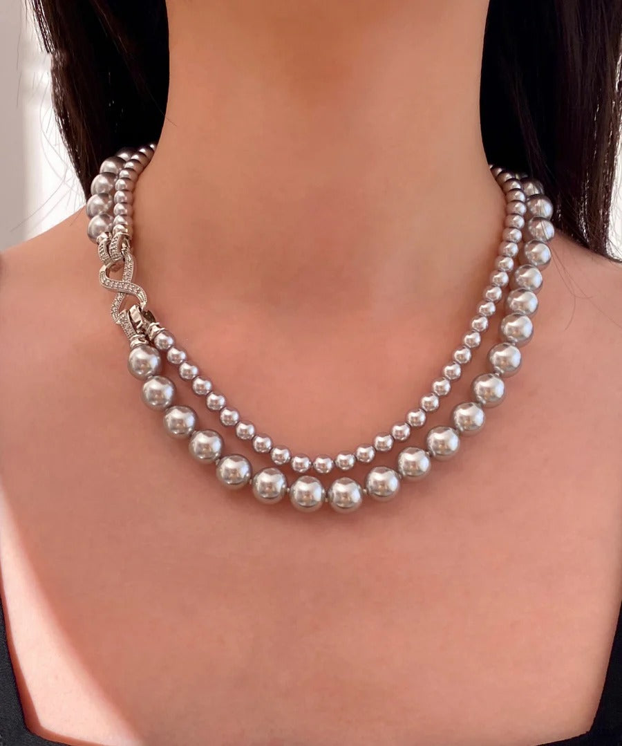 Light Luxury White Pearl Zircon Multi-Layered Necklace