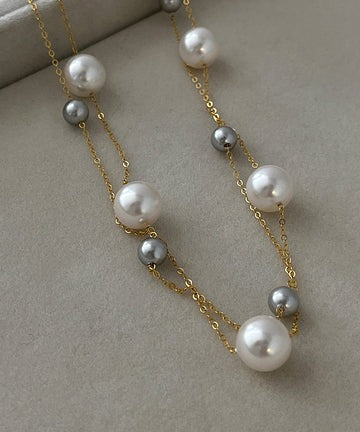 New Pearl 14k Gold Layered Light Luxury Necklace