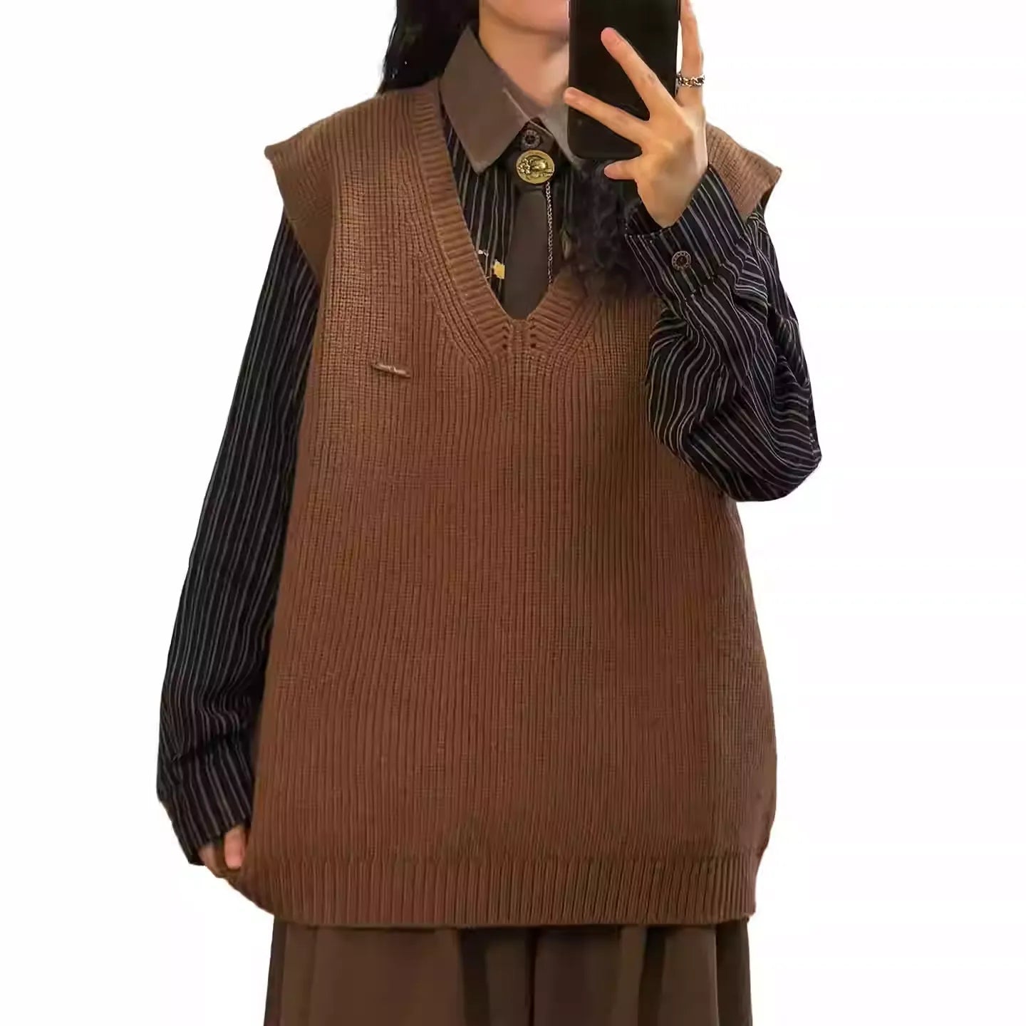 Unisex Preppy Style Comfortable Layering Knit Vest Sleeveless Sweater