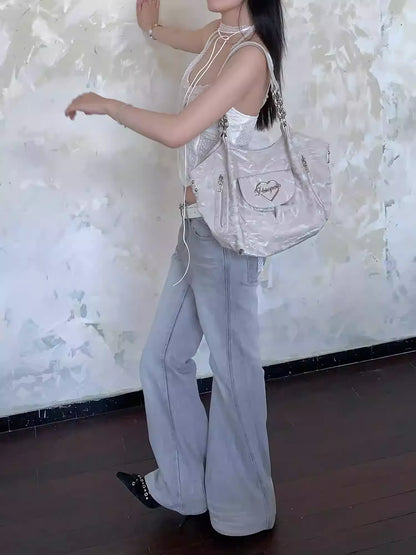 Velvet Texture Lazy Style Large Capacity Tote Bag