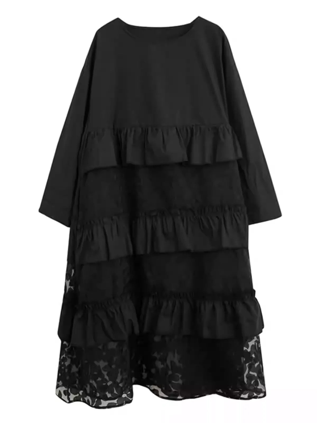 Women's Slimming Autumn Mesh Patchwork Tiered Skirt