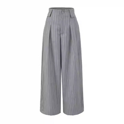 Plus Size American Style Low Waist Striped Wide Leg Pants