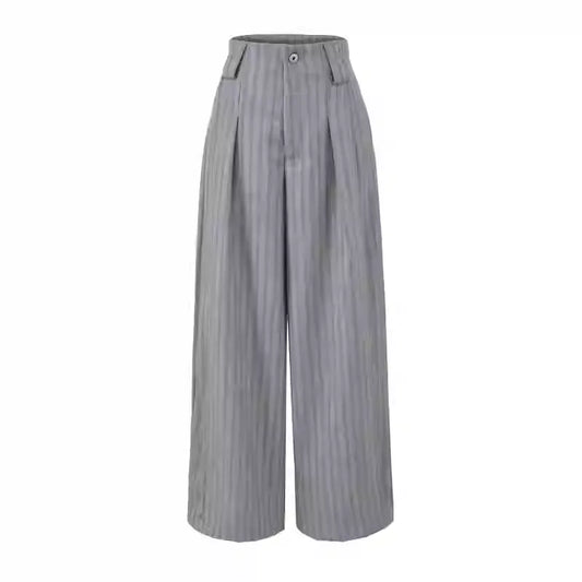 Plus Size American Style Low Waist Striped Wide Leg Pants