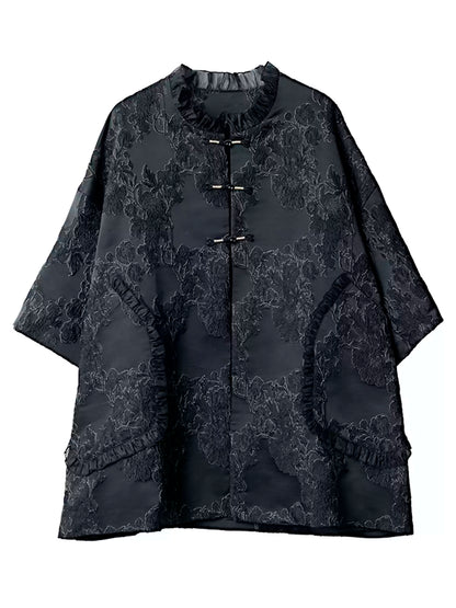 Women's 2026 New Arrival Neo-Chinese Style Metallic Jacquard Versatile Top