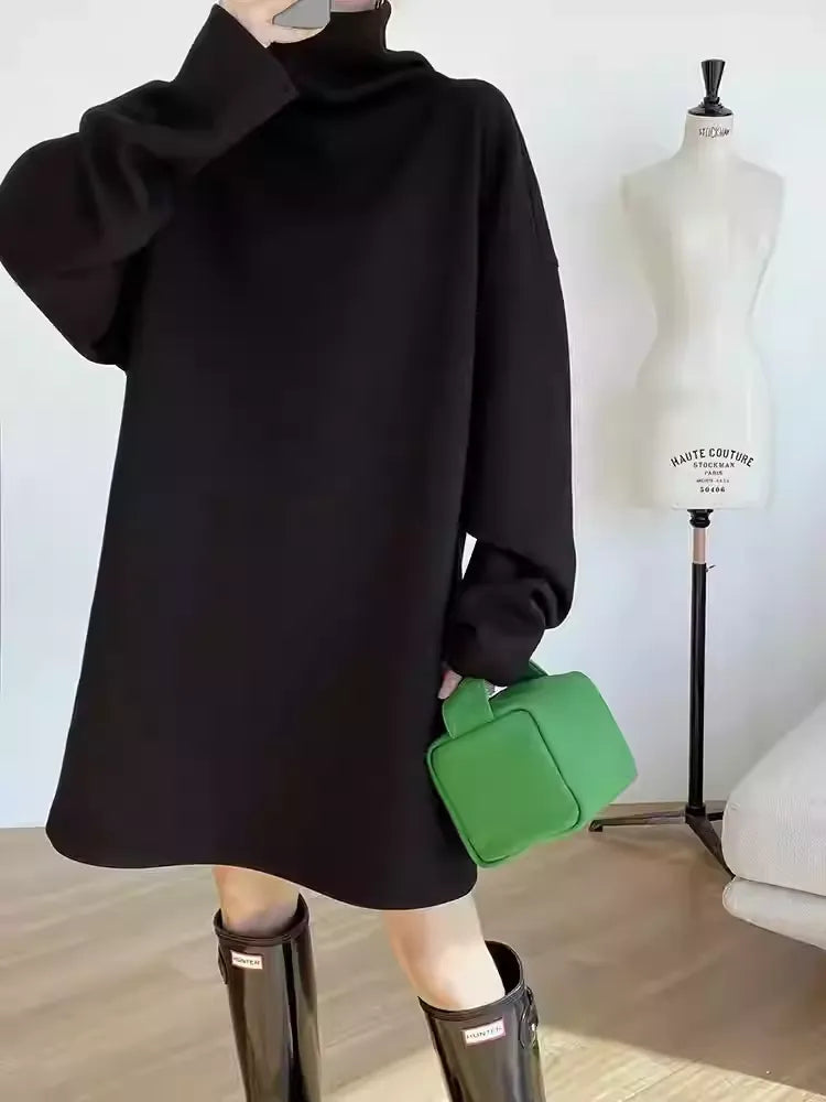 Turtleneck Two-Way Wear Space Cotton Dress