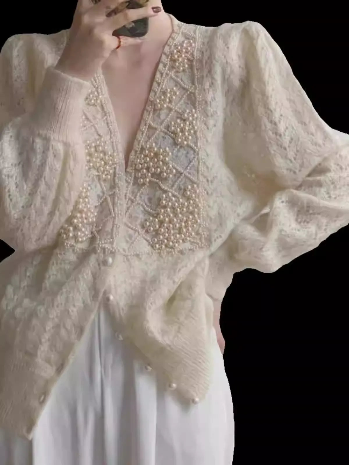 Long Sleeve Crochet Cardigan Outerwear