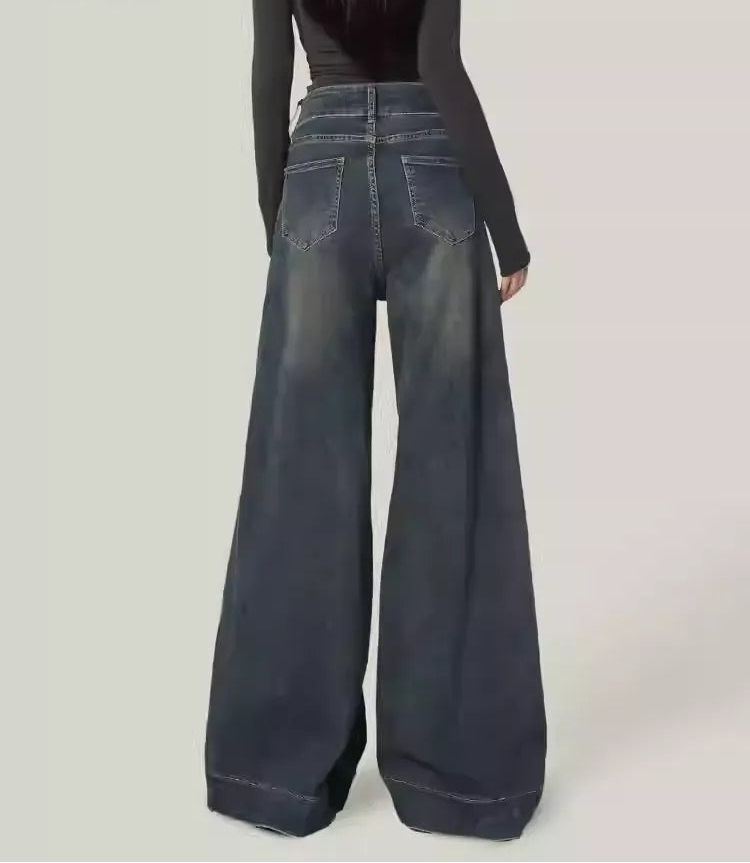 Vintage Blue Wide Leg Denim Jeans