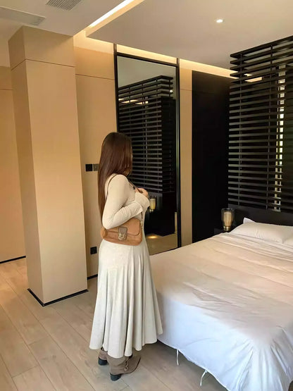 Plus Size Gray Long Sleeve Maxi Dress