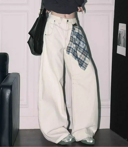 Waisted Curved Blade Wide Leg Jeans