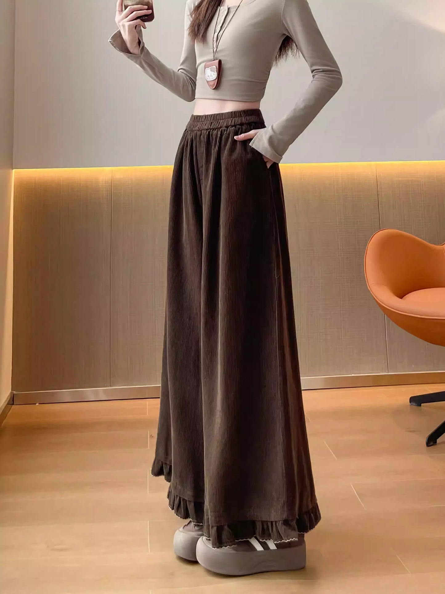 Women's Maillard Brown Corduroy Wide Pants