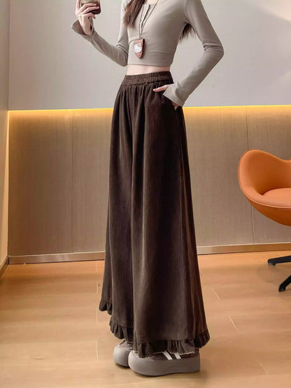 Women's Maillard Brown Corduroy Wide Pants