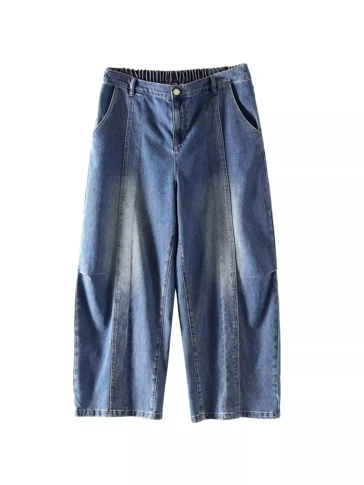 Plus Size American High Waist Wide Leg Jeans