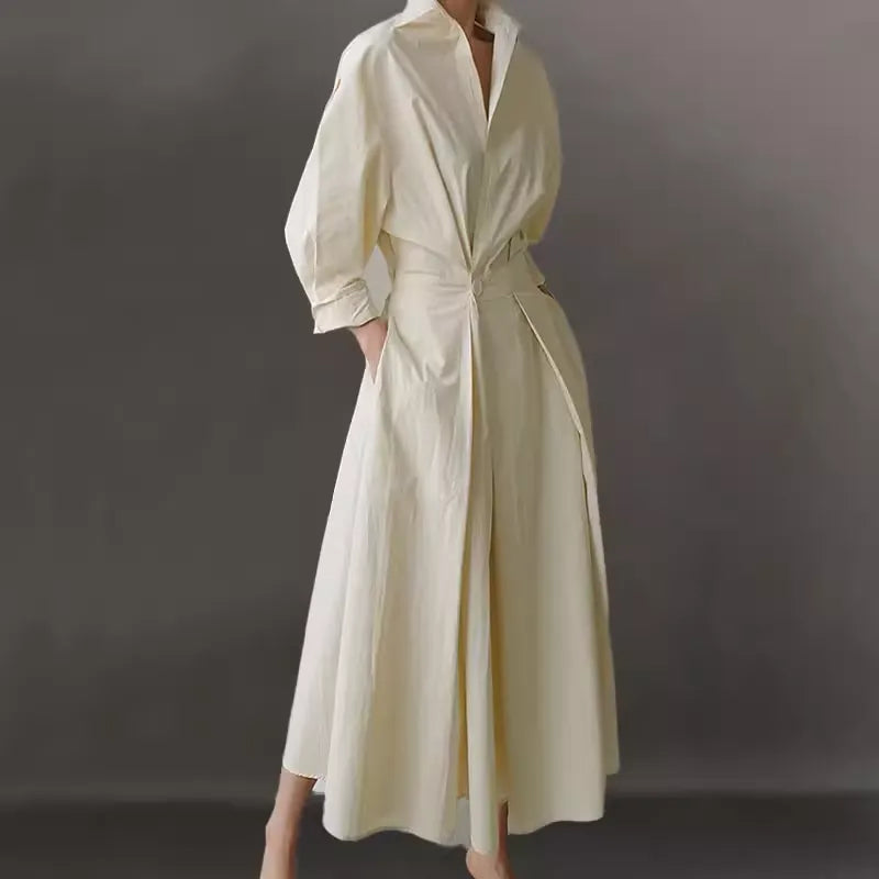 Figure-Flattering High Waist Babydoll Midi Dress