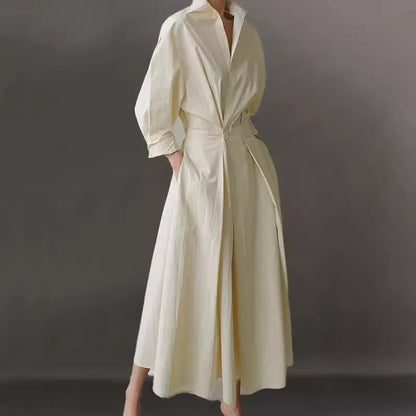 Figure-Flattering High Waist Babydoll Midi Dress