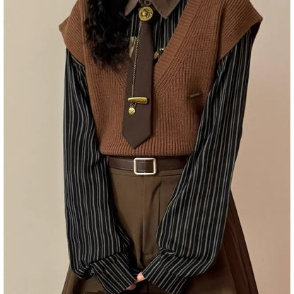 Unisex Preppy Style Comfortable Layering Knit Vest Sleeveless Sweater