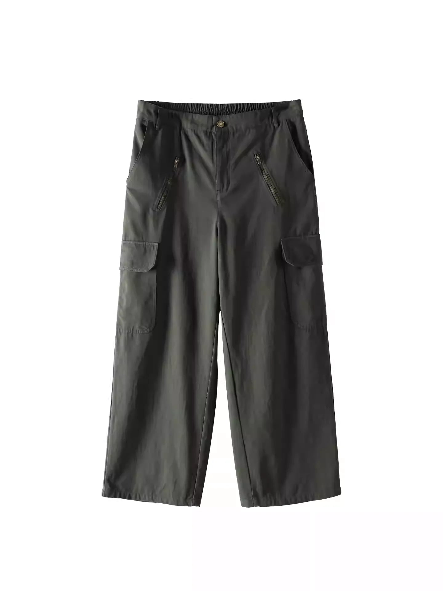 Plus Size High Waist Cargo Pants, Loose Wide Leg Streetwear