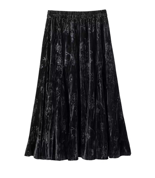 Boutique Black Jacquard Draping Silk Velvet Mermaid Skirts Spring