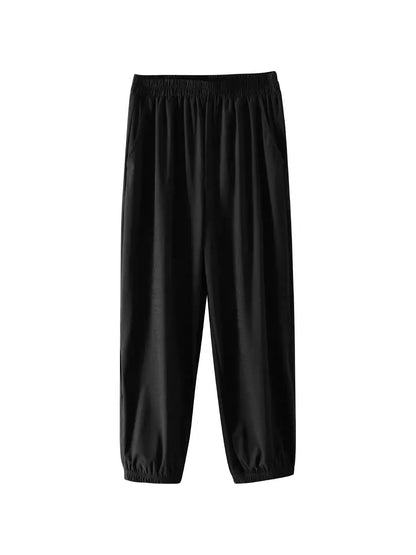 Plus Size Ice Silk Cool Pants New Arrival Breathable Sporty Loose Split Cuffed Pants