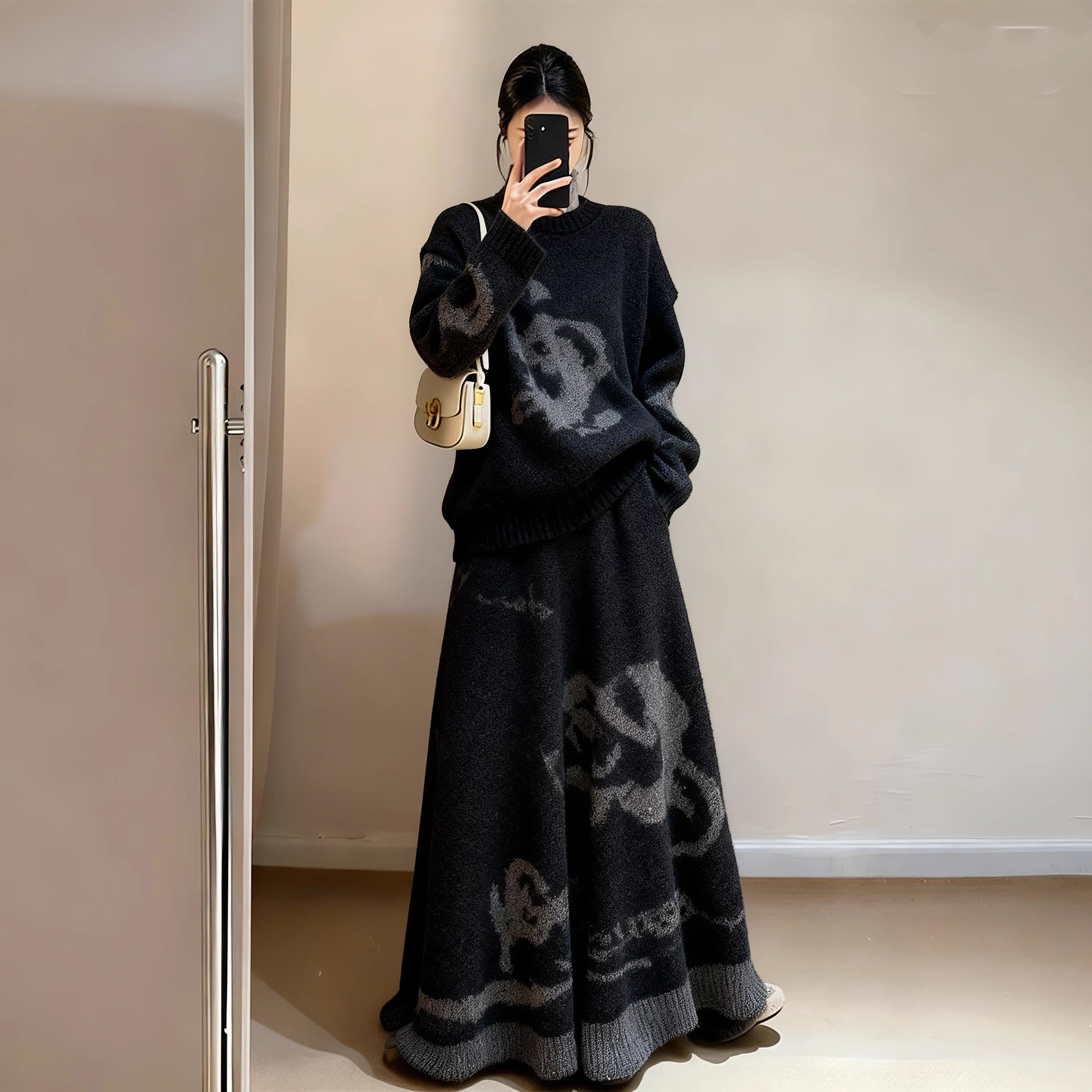 New Chinese Style Panda Print Knit Set